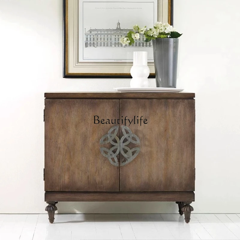 

American rural solid wood dining side cabinet foyer double door porch storage cabinet neoclassical