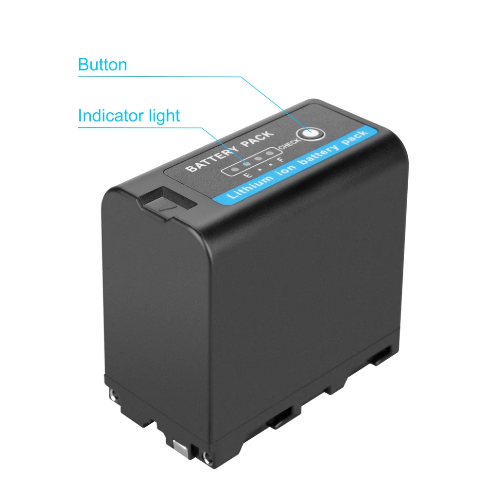 Probty 8800 mAh NP-F970 Akku und 4-Kanal PD60W Schnellladegerät für Sony NP-F550/750/770/970 Akku-Feldmonitor, Videoleuchte