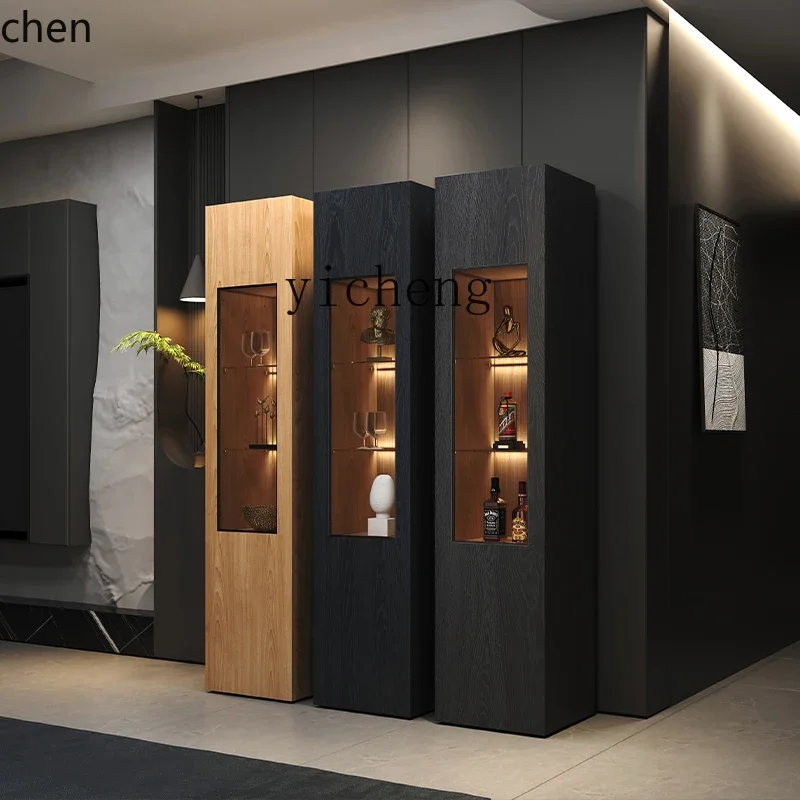 TQH-c13 solid wood wine cabinet light luxury figure display cabinet modern bookcase corner dining room office wall high cabinet