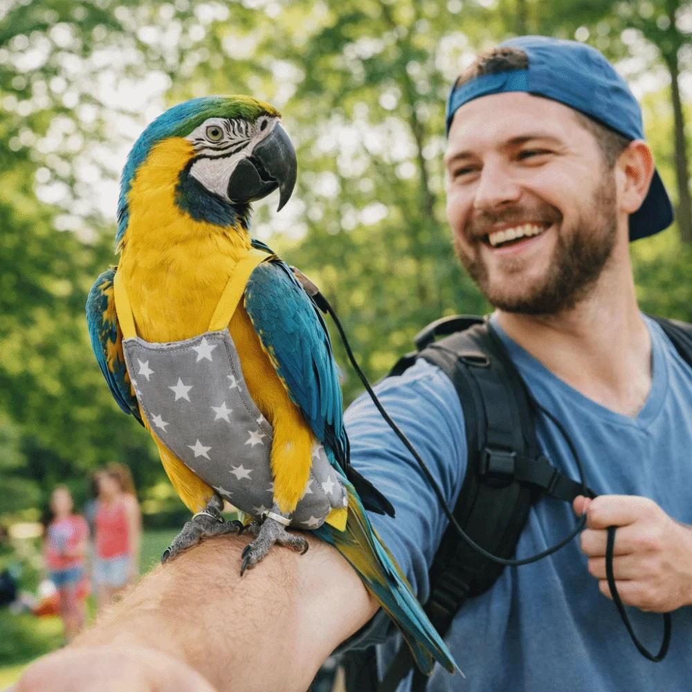Adjustable Bird Flight Suits Escape Proof Feces Pocket Parrot Flying Harness Breathable Parrot Outdoor Leashes Bird Training view 4