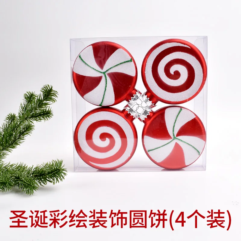 Christmas decoration with red and white painted 10cm round cake