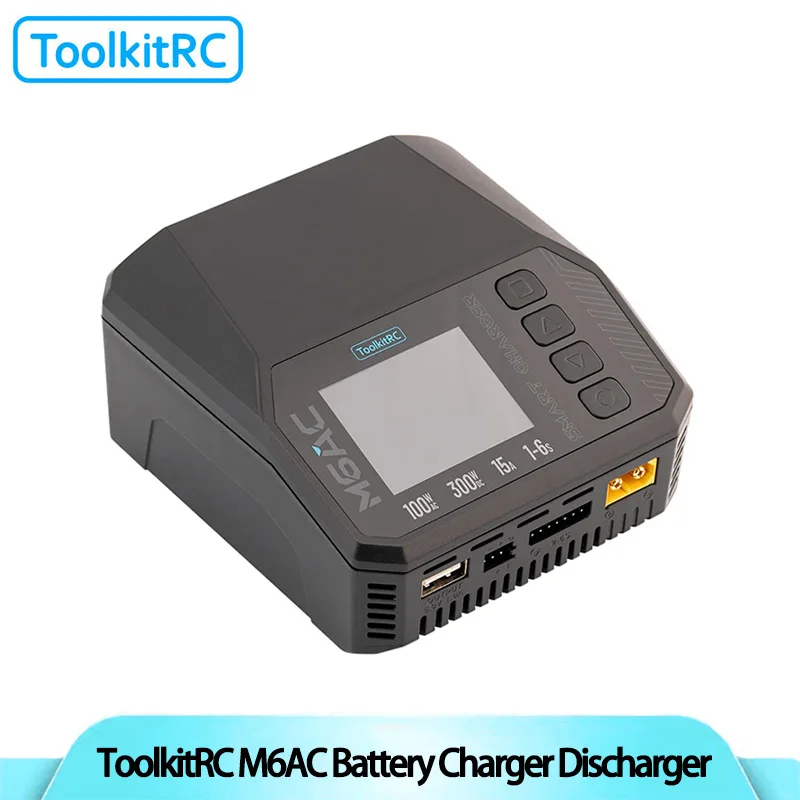 

ToolkitRC M6AC Smart Lipo Battery Charger Discharger DC300W MAX30A for 1-6S Battery FPV Model Spare Part LiHV LIFE LILON