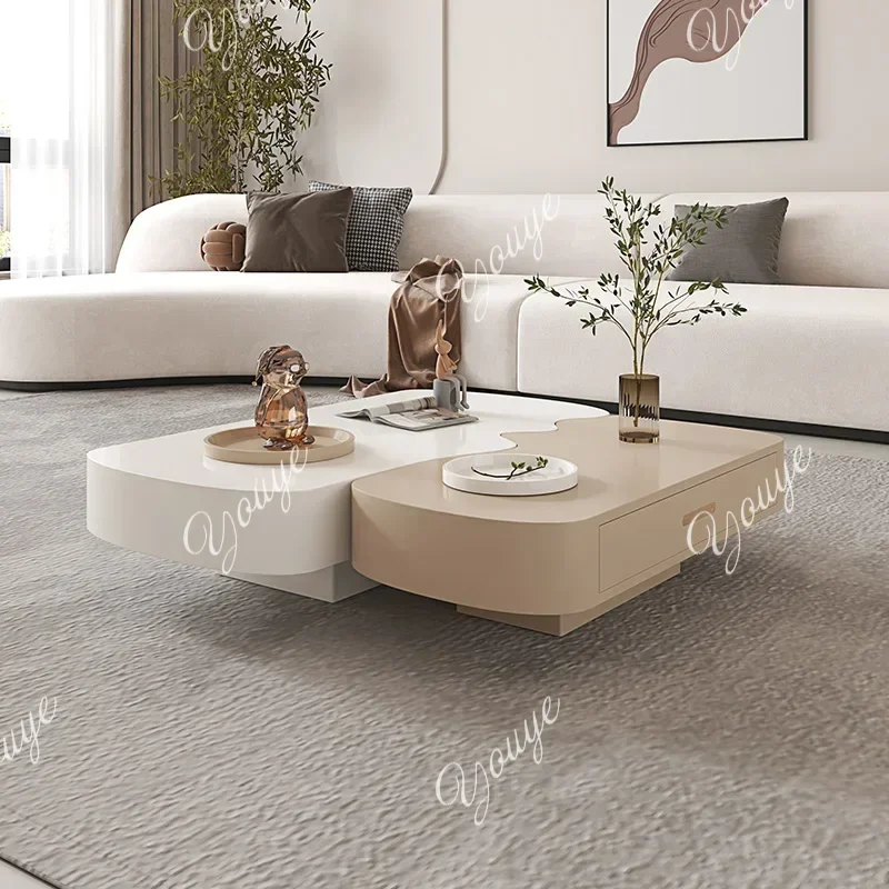 Mesas de Centro para TV Francesas, Mesas Laterais de Designer Modernas, Simples e Minimalistas, Mesas de Centro Únicas e Luxuosas para Sala, Móveis para Casa