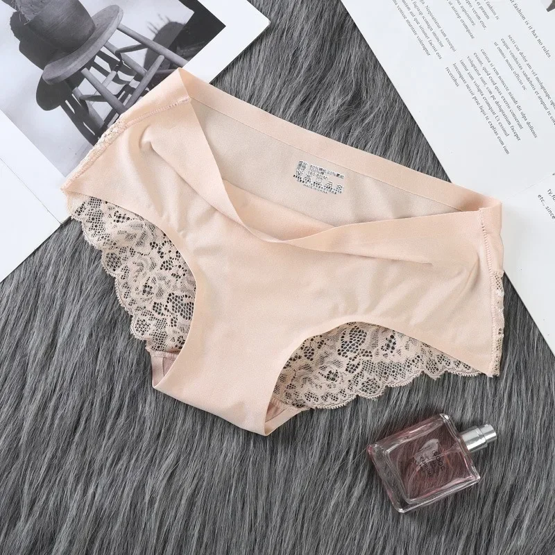 Summer Ice Silk Underwear for Women Mid-rise Seamless Lace Sexy Breathable Lady Triangle Pants New Style Shorts 섹시팬티 Seksi Külot