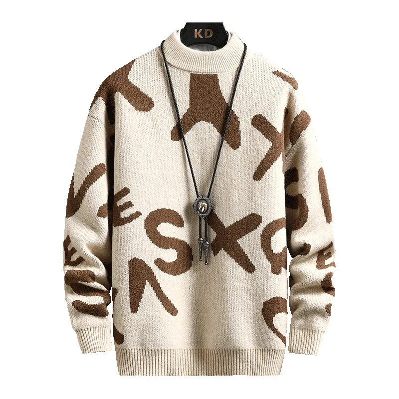 Winter Sweater Men Cashmere Pullover Men Fashion Knit Loose Mens Sweaters Harajuku Streetwear Soft Warm Men Clothing