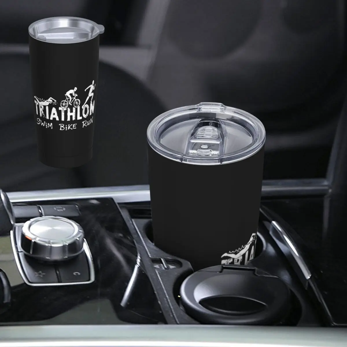 Triathlon Swim Bike Run Athlete Stainless Steel Tumbler Vacuum Insulated Mug Thermal Cold Cup Straw With Lid 20oz