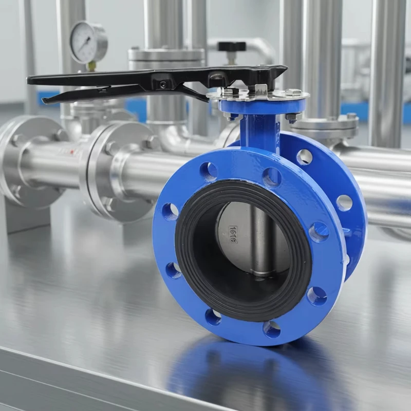 DN40-DN500 PN16 cast iron manual lever type water control industrial flange butterfly valve factory