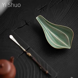 Yue Kiln Celadon Handmade Petal Tea Tea Spoon Household Vintage Ceramic Kung Fu Tea Ceremony Six Items Matching Tea Scoop