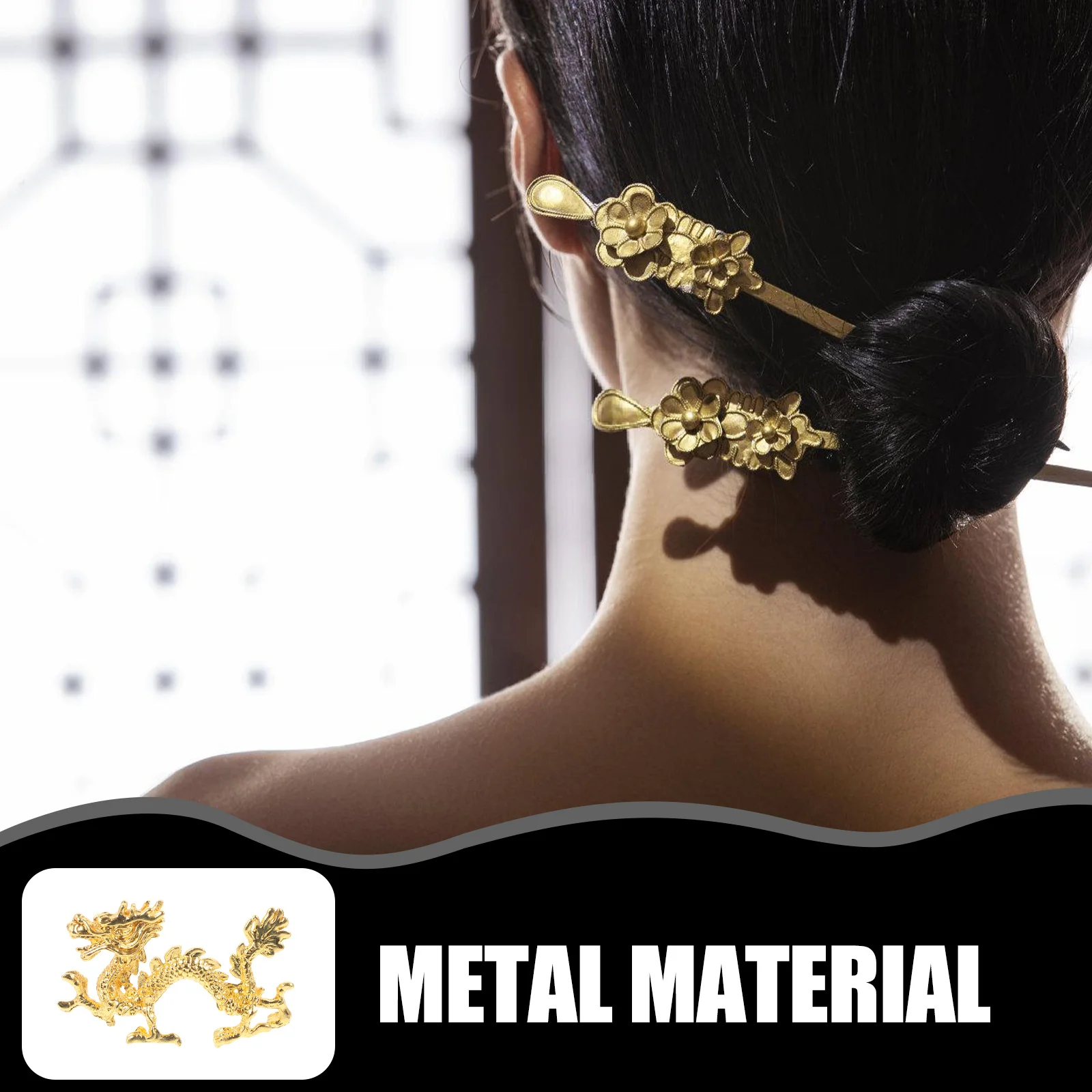 

10Pcs Hair Stick Materials Metal Dragon Charms Traditional Style Hairpin Making DIY Hair Accessory DIY Hairpin Supplies
