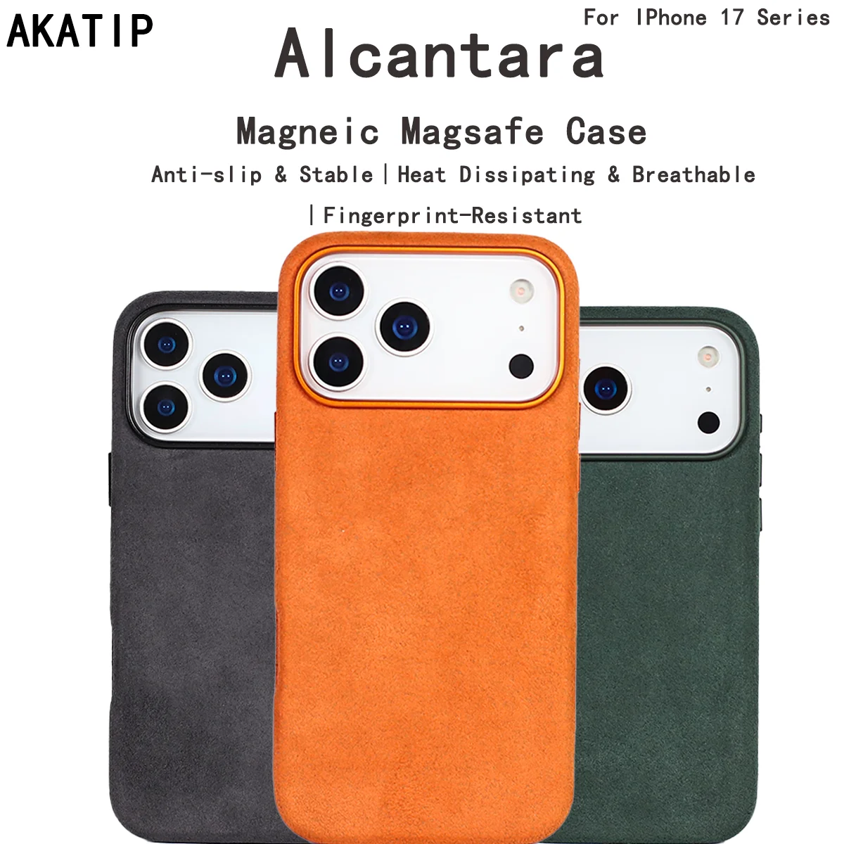 

Premium Business Italy Imported Alcantara Magnetic Case for iPhone 17 Pro 17Pro Max with MagSafe Soft Touch Back Cover