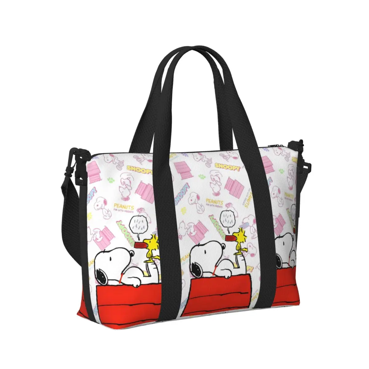 مخصص S-Snoopys الفول السوداني حقيبة حمل على الشاطئ للنساء أزياء مطبوعة مقصورة كبيرة رياضة حقائب السفر الشاطئ