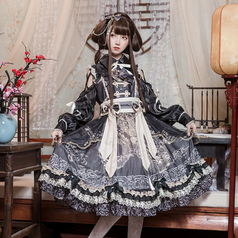 Originele Lolita Yuelong Rijm Chinese Oude Jsk Halter Alledaagse Eendelige Cake Jurk