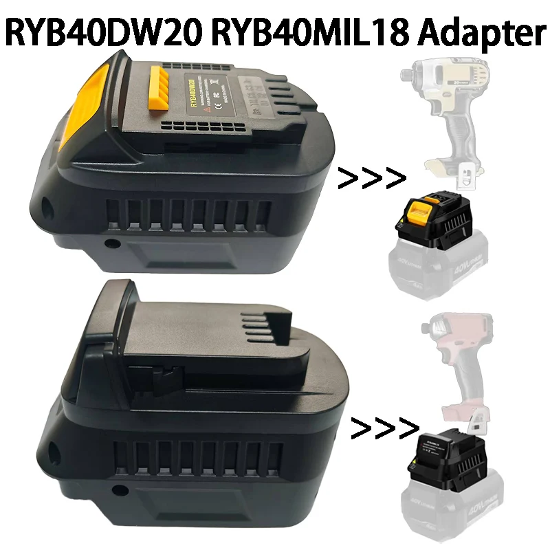 

For Ryobi 40V Batteries RYB40DW20 RYB40MIL18 Battery Adapter Compatible with For DeWalt/for Milwaukee 18/20V Cordless Power Tool