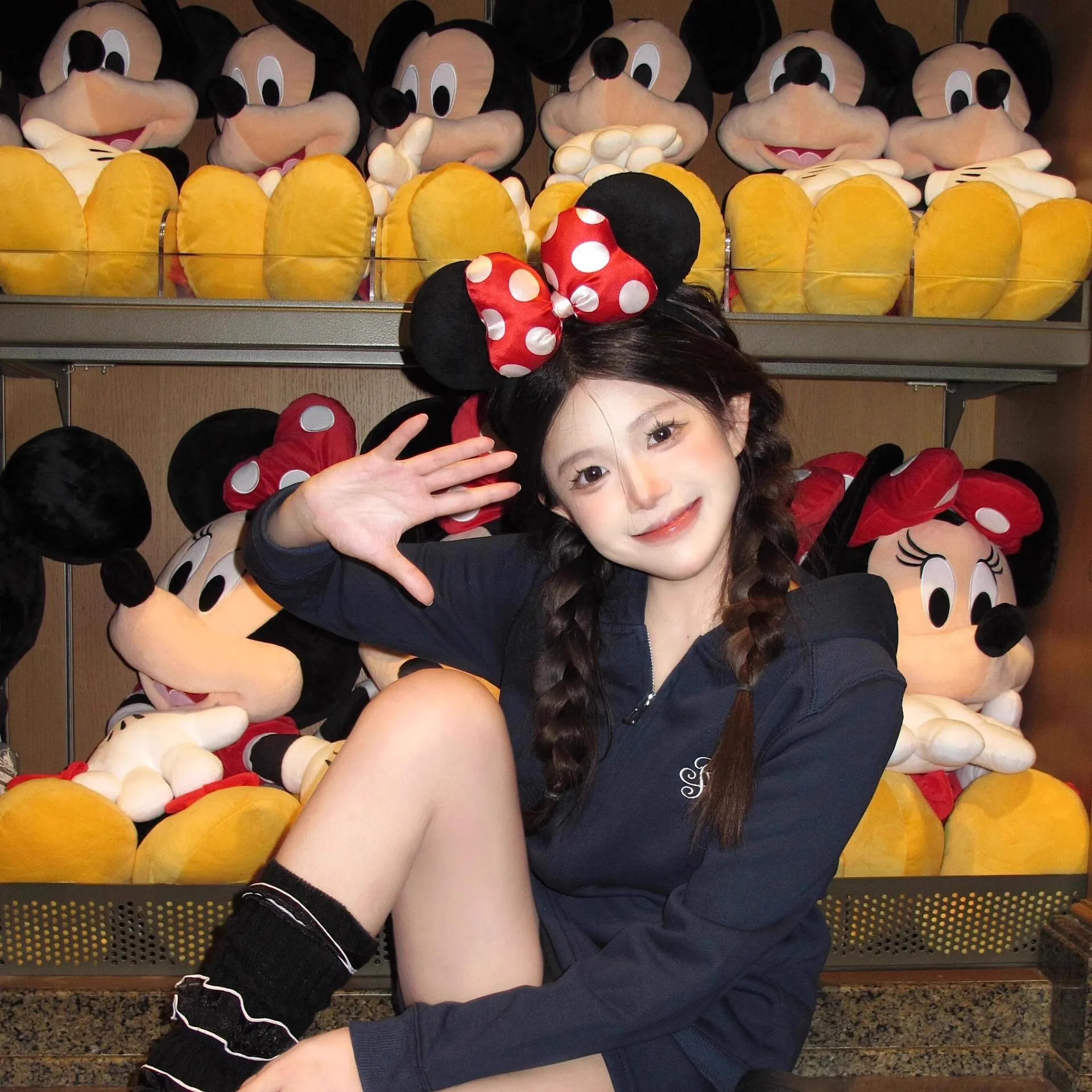serre-tete-rouge-mickey-a-pois-pour-parc-d'attractions-serre-tete-pour-fille-enfant-adulte-grand-nœud-serre-tete-mignon-avec-oreilles