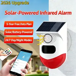 Tuya Smart WiFi Infrared Motion Detector Solar Outdoor PIR Wireless Strobe Siren Detector Sound Alarm Waterproof Remote Control