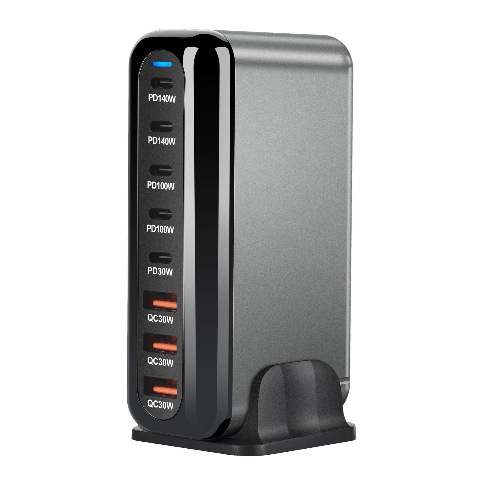 Nuevo cargador rápido USB tipo C 3,0 GaN Fast Charge de 600W con 8 puertos, cargador PD 5C3A para teléfonos y tabletas, diseño portátil