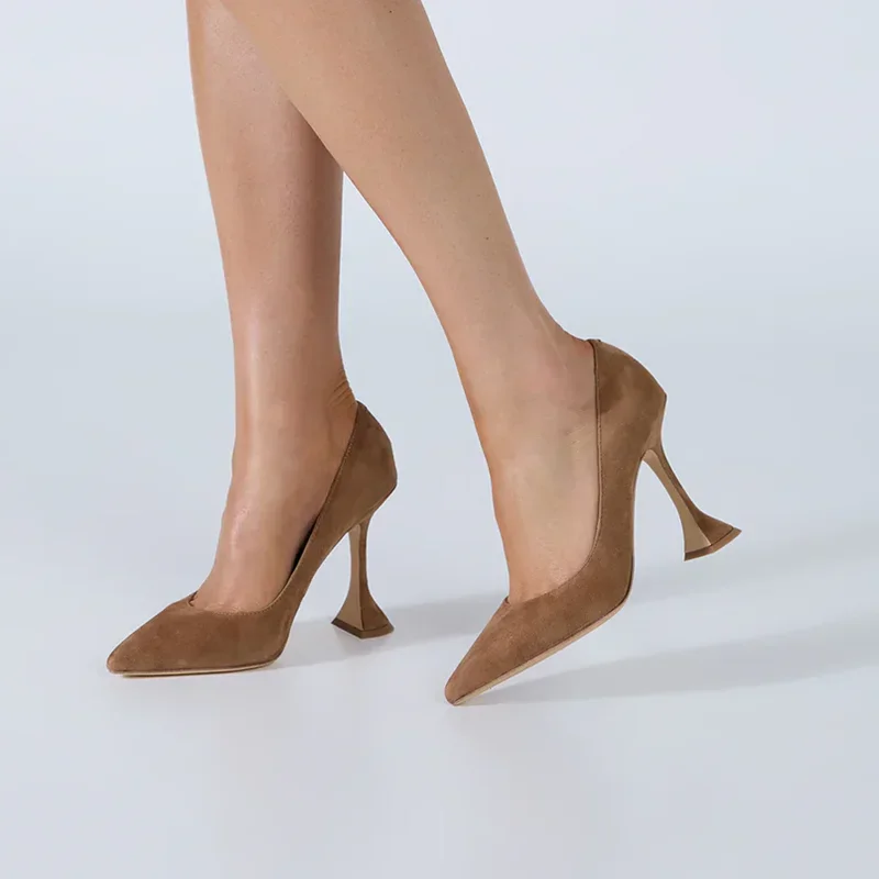 

Suede Wine Glass Heel Pumps Sexy Square Toe Customized Accetp Size 34-43 Solid New Arrivlals Fashion Women Runway Shoes
