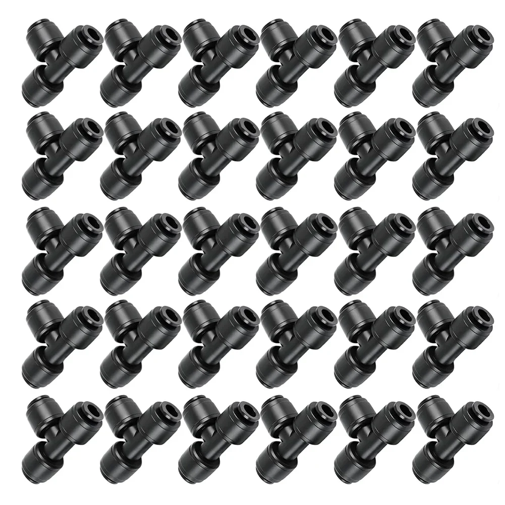14 inch quick connect drip irrigation tee 30 pack 1/4 inch three way plastic connector for flower bed vegetable garden and patio