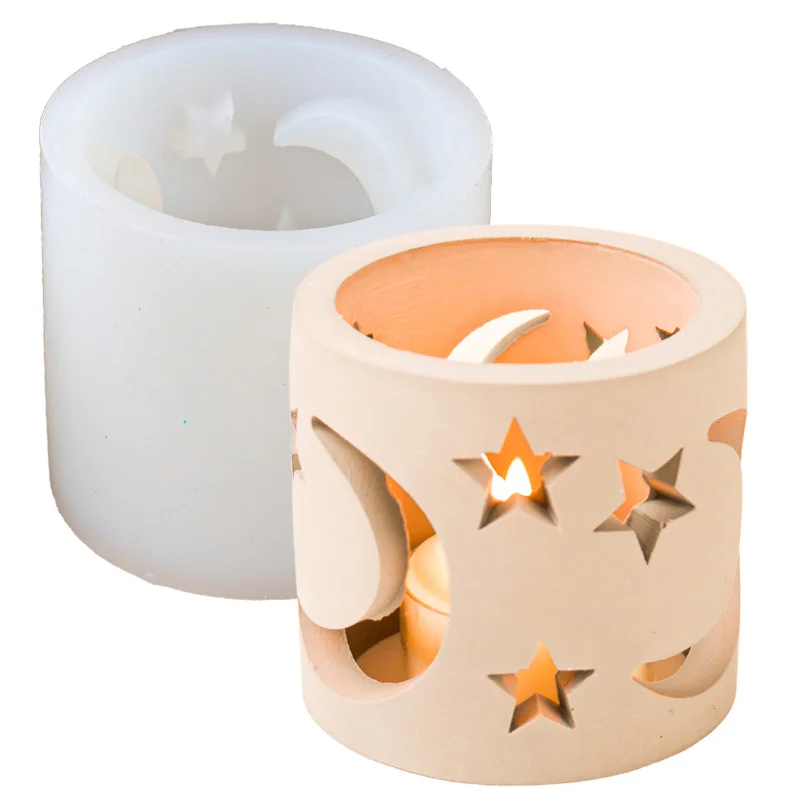 

Star Moon Tealight Lampshade Silicone Mold DIYPlaster Candle Decoration Epoxy Resin Mold