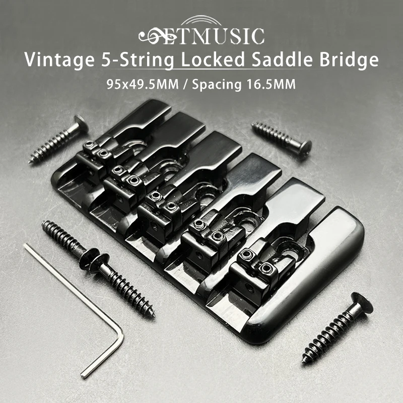 5-String Chunky Electric Bass Guitar Bridge 95x49.5MM Bottom Through String Spacing 16.5MM Bass Fixed Vintage Bridge