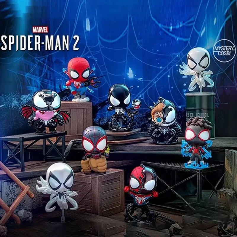 Genuine Hot Toys Marvel Spider-Man 2 Peter Parker Venom Cosbi Bobble-Head Figures Exclusive Collectible Model Kids Gift