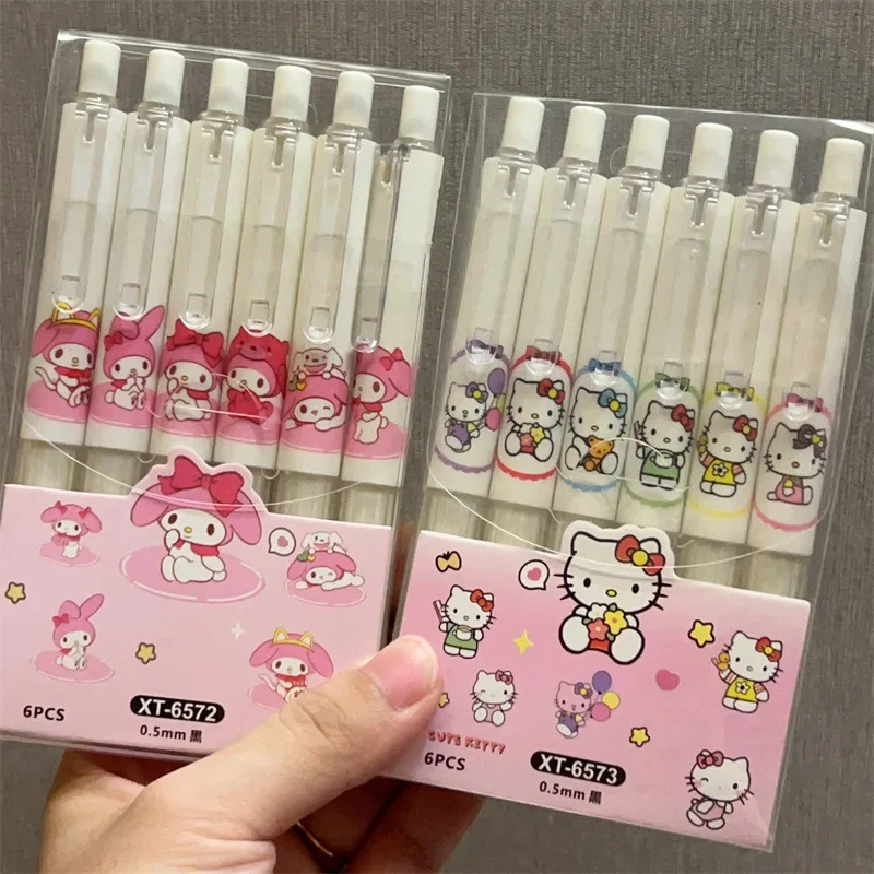 

Sanrio Hello Kitty Cartoon Roller Ball Pen Stationery Anime My Melody Black 0.5mm School Childrens Birthday Gifts Toys For Child