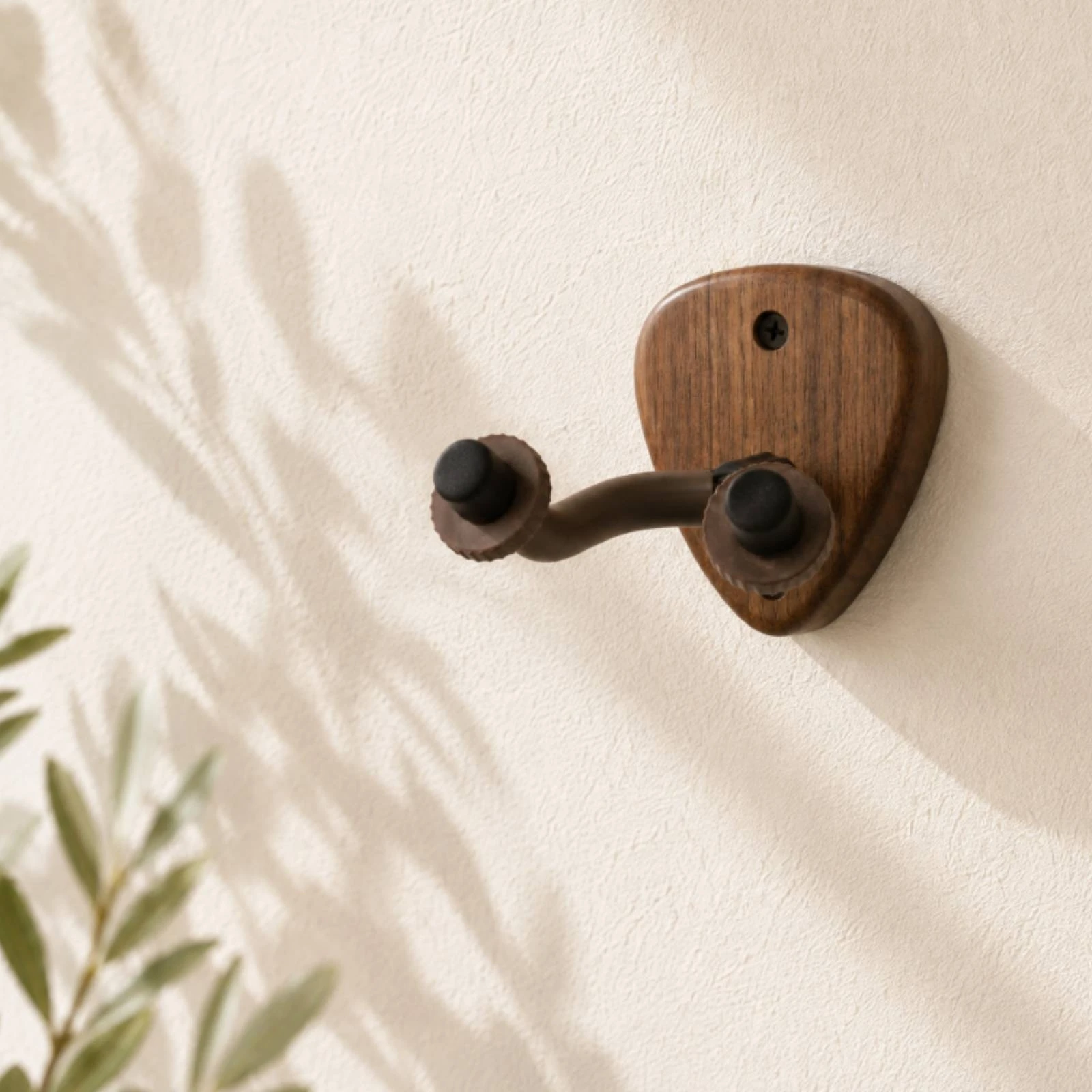 Guitar Wall Hanger Safeguarding Walnut Wood Instrument Hanger Padded Space-Saving for Musicians, Music Studio, Practice Room