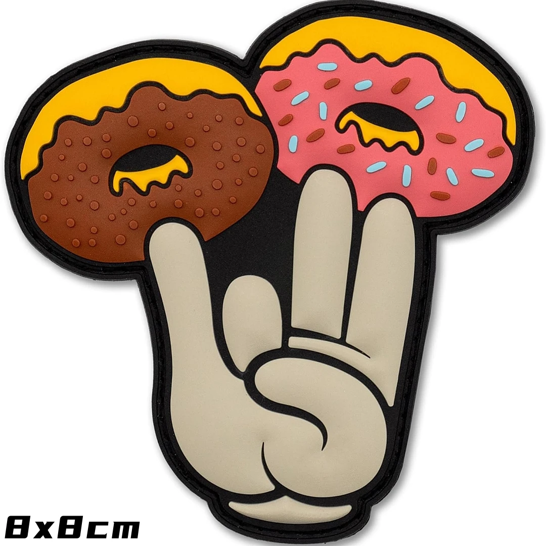 Donut PVC Patches for Clothing Fun Hook and Loop Armband Donut Finger Morale Badge Tactical Backpack Sticker