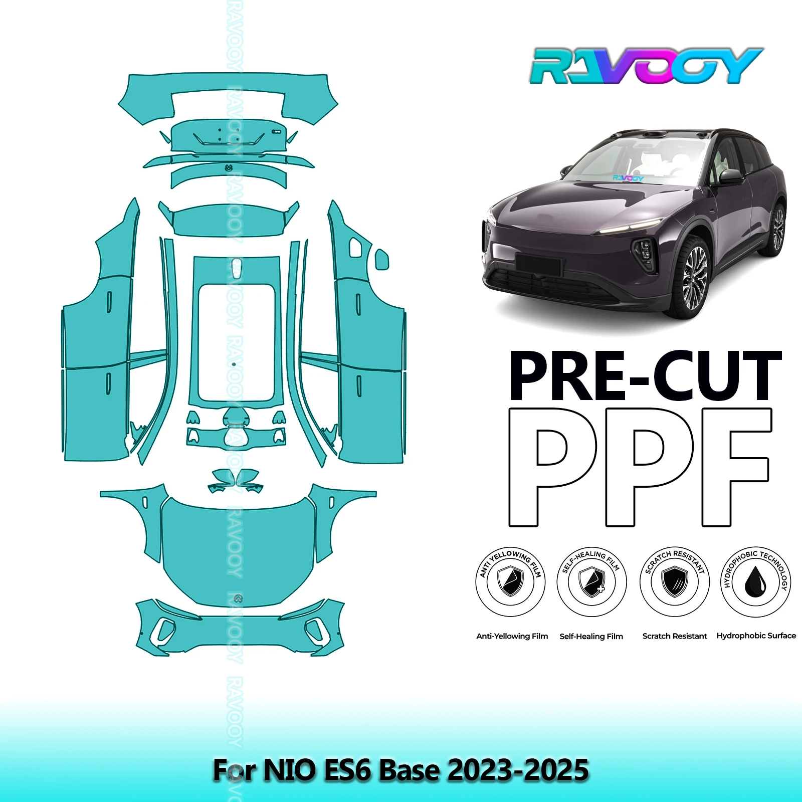 

Full Vehicle Clear Bra Precut PPF Paint Protection Film For NIO ES6 Base 2023-2025