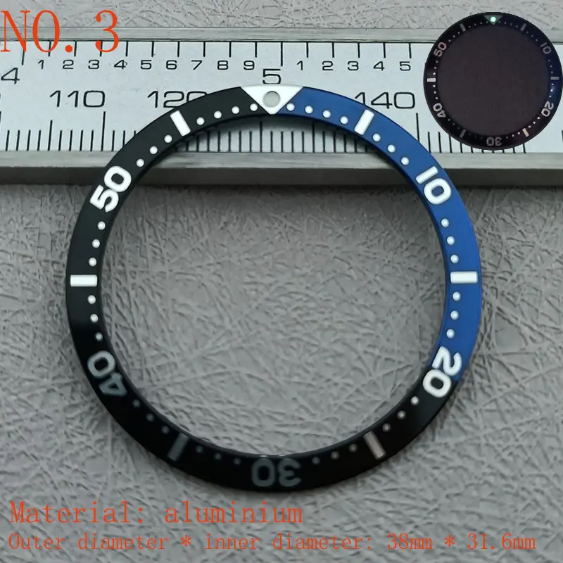 38mm * 31.6mm Pearl watch bezel suitable for SKX 007 SKX 009 flat glass case mounting spare parts aluminum bezel