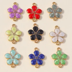 20pcs 14x18mm Cute Colorful Enamel Flower Charms Connectors for Jewelry Making Bracelets Necklace DIY Handmade Craft Accessories