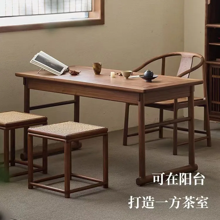 

Customizable New Chinese North American Black Walnut Balcony Household Small Tea Table and Chairs