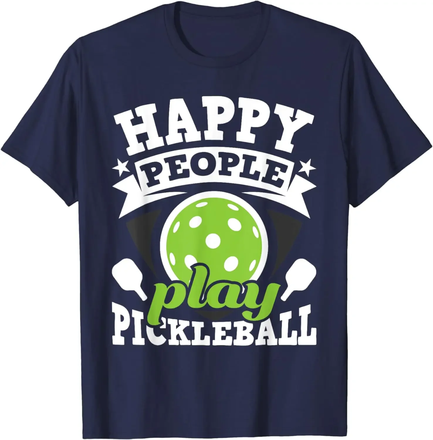 Happy People Play Pickleball Paddleball Player T-Shirt Vintage Classic Fashion Streetwear O-neck Short-sleev Cotton T Shirt Mrn