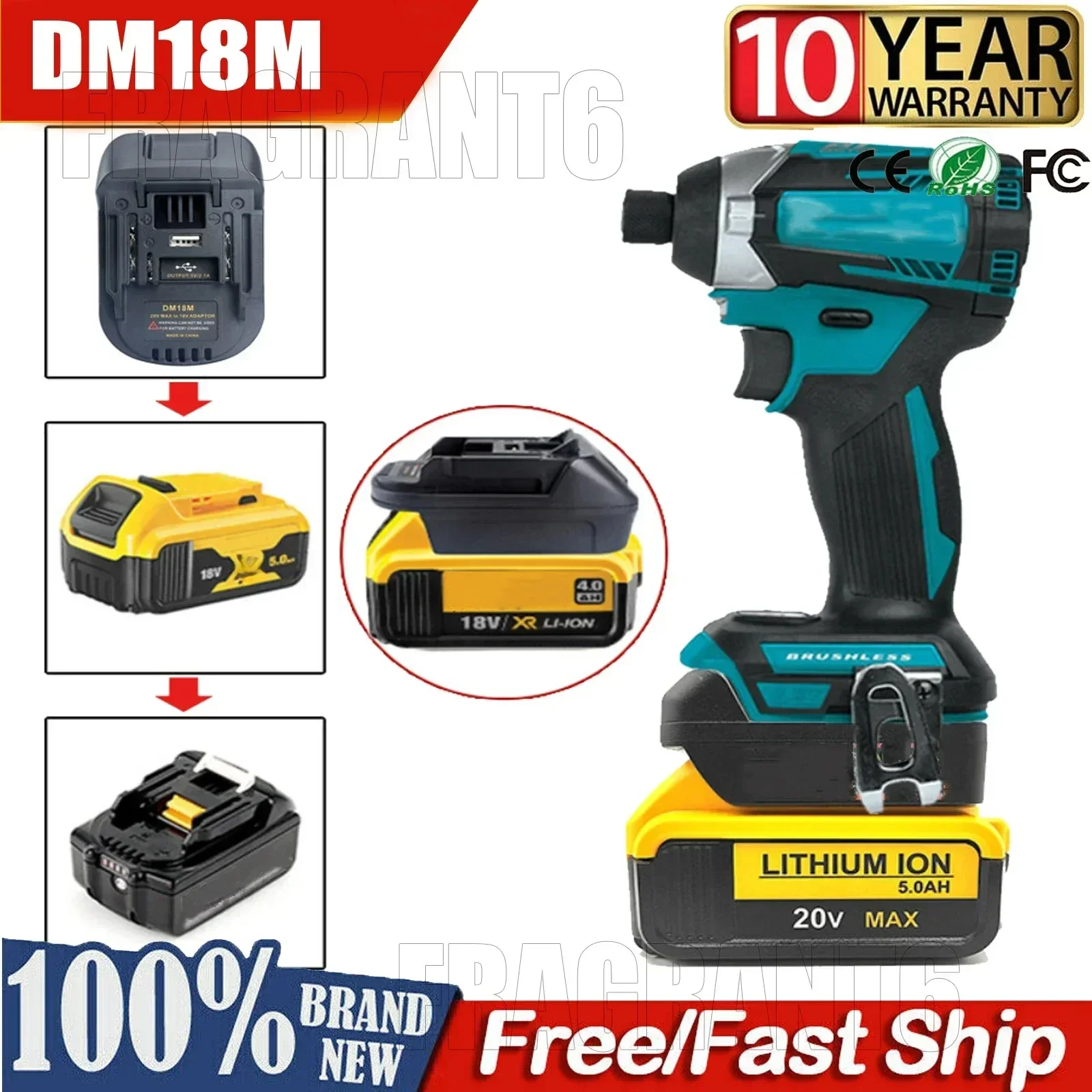 Adaptador de Bateria para Milwaukee Dewalt 18v 20v Li-ion Bateria Converter para Makita Bl1830 Bl1850 Baterias Ferramentas Elétricas Dm18m