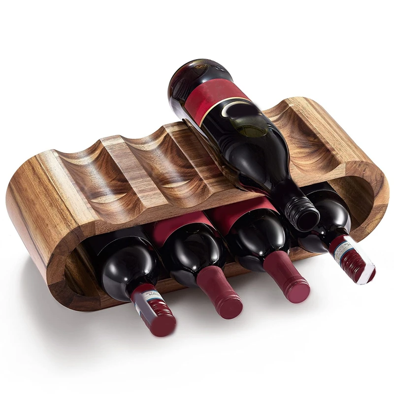 Wine Racks Countertop Bottle Holder- 2 Tier 8 Bottle Wood Wine Storage Racks Small Wine Rack Organizer Rustic Wine Rack