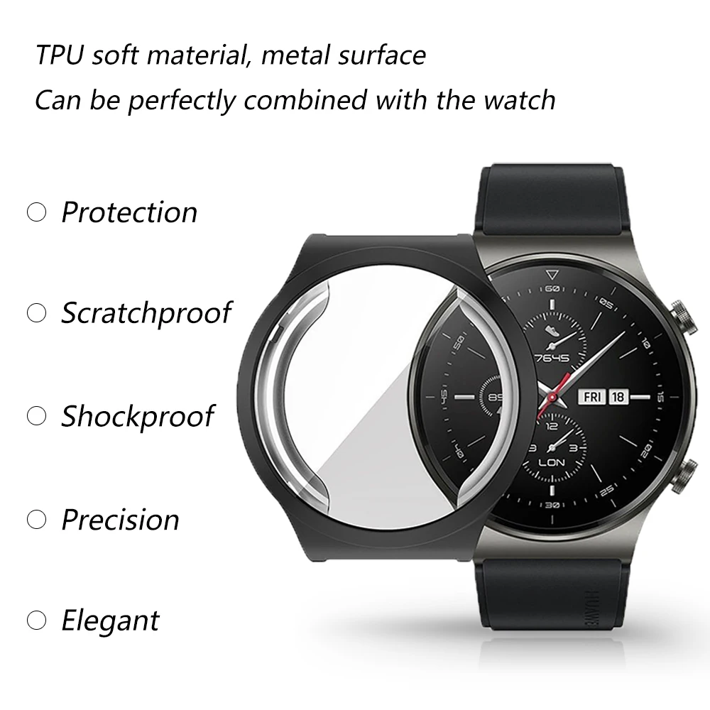 Protective Watch Case For Huawei Watch GT2 Pro GT 2 Pro ECG TPU Cover Bumper With Screen Protector Smartwatch Accessories