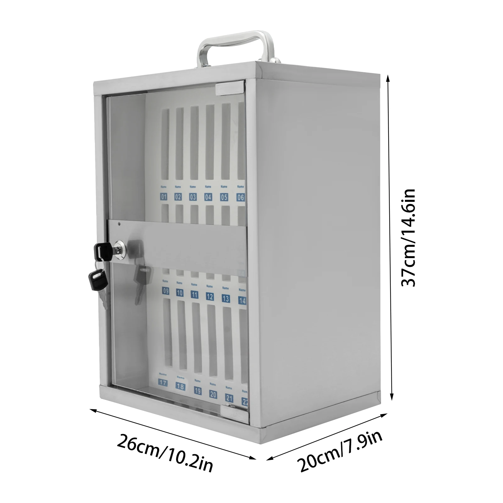 Cell Phone Storage with 24 Slots, Stainless Steel, EVA Cotton Protection, Wall-Mounted for Easy Access in Offices and Classrooms