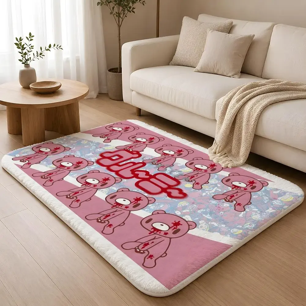 G-Gloomy B-Bear Floor Mat Machine Washable Soft Flannel Area Rug, Non-Slip Absorbent Floor Mat for Living Room Bedroom
