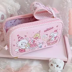 Kawaii Mikkoing Cosmetic Bag Waterproof PU Large Capacity Portable Travel Girl Makeup Bag Cute Korean Toiletry Storage Organizer