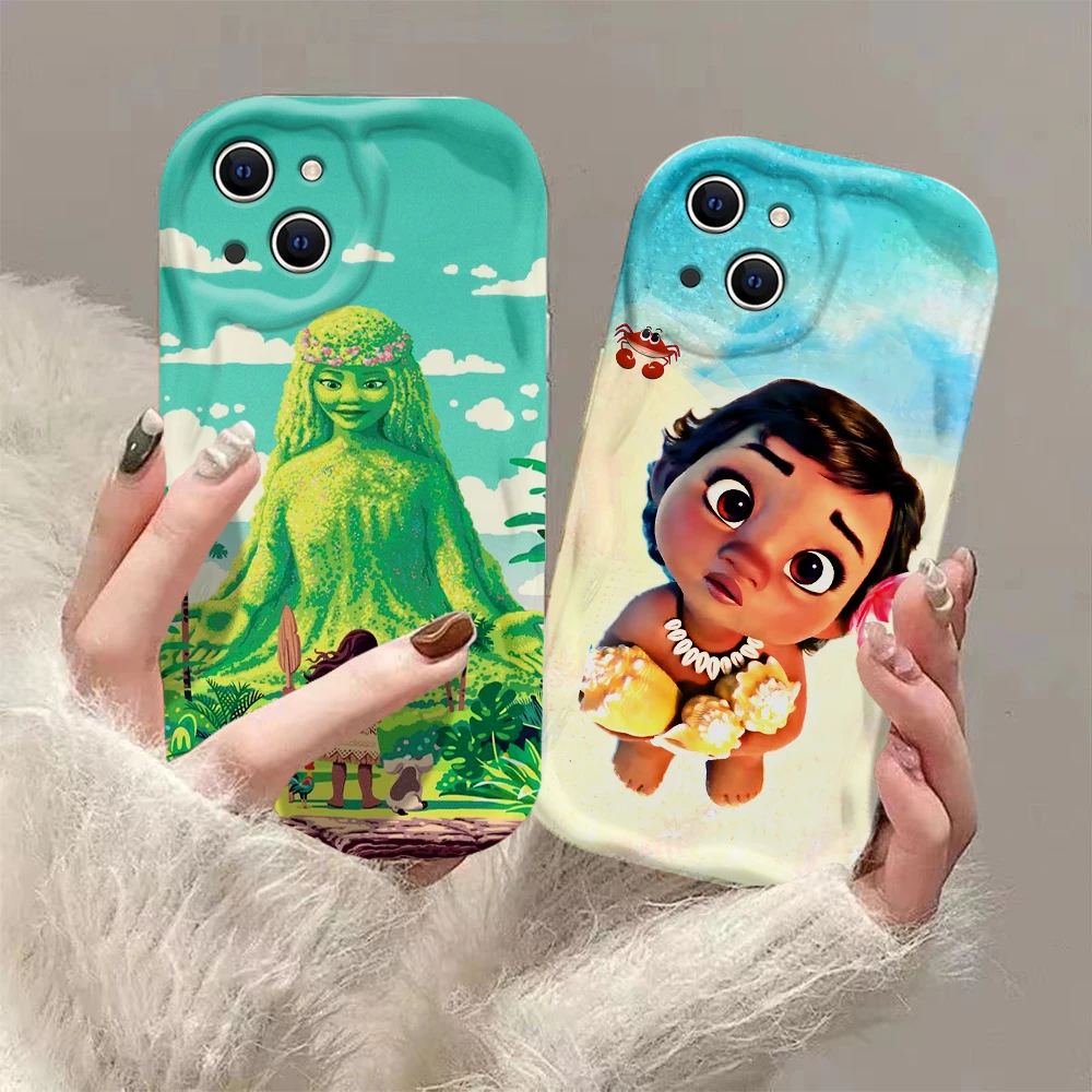 Cute Moana Cartoon 3D Wave Case For iPhone 15 14 13 12 11 Pro Max Mini X XR XSMAX 8 7 6S Plus Soft Silicone Cover