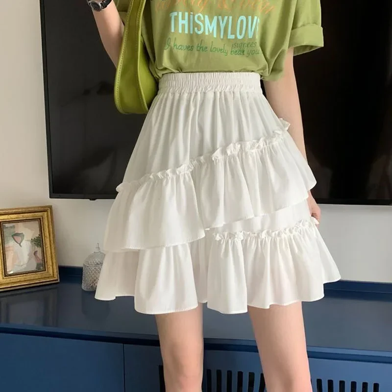 

Шифоновая юбка для женщин, летняя горячая девушка с небольшим темпераментом, трапециевидной формы, нерегулярный торт, юбка с небольшим подолом, короткая юбка