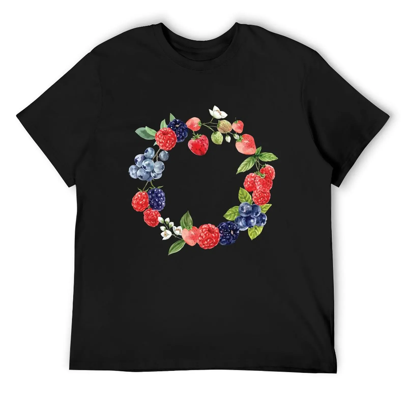 

Mixed Berries Round Wreath T-Shirt blue lock customs croswit shirt man mens t shirts