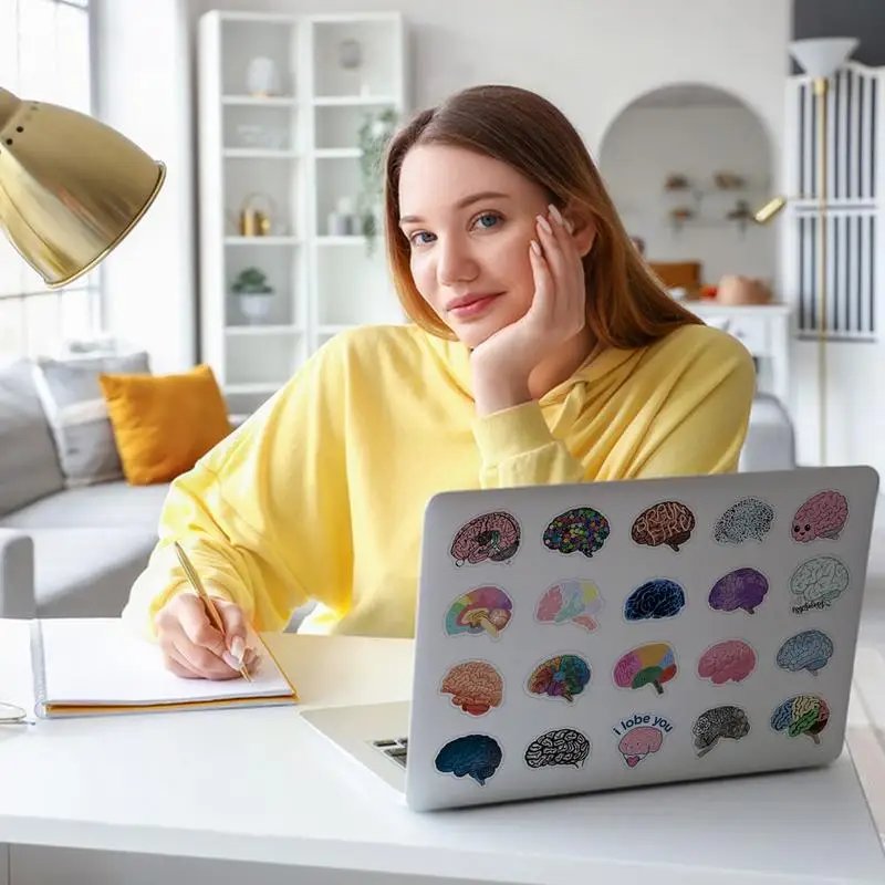 ملصقات الدماغ الجمالية الملونة المقاومة للماء ، شارات للحقيبة ، زجاجة ماء ، ثلاجة ، ديكور الكمبيوتر ، صائق