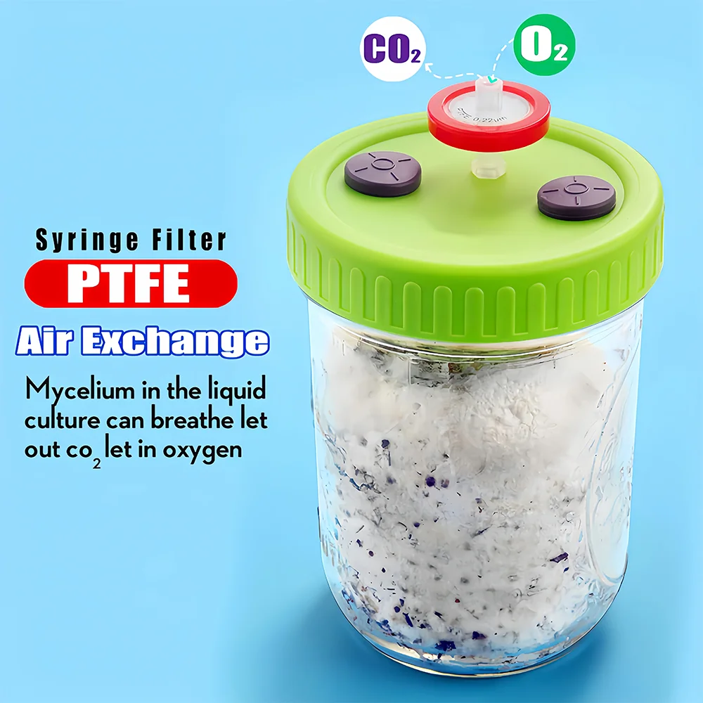1 Piece/4 Pieces of Silicone Sealing Lids for Mushroom Mycelium Liquid Culture (Compatible with Mason Jars/Wide-Mouth Glass Jars), for In-Jar Strain Inoculation, Sealing, Pressure Regulation, and Static Cultivation, Suitable for Various Mushroom Cultivation, Planting, and Home Gardening Tools view 6