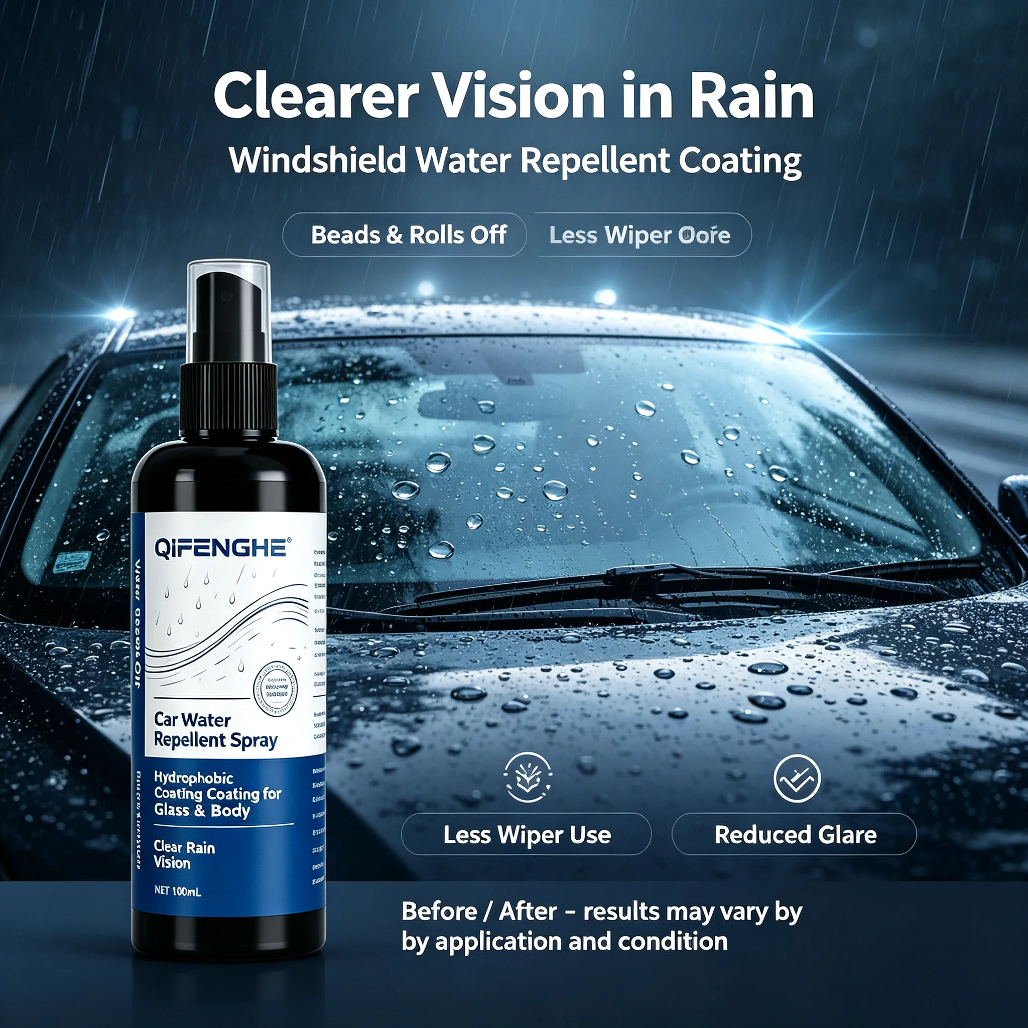 100ml Car Water Repellent Spray Windshield Glass Body Hydrophobic Coating Rainproof Anti-Rain Clear Vision Auto Waterproof Spray