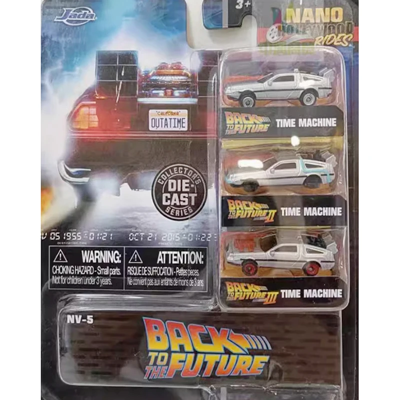 Jada 1:64 العودة إلى المستقبل آلة الزمن DMC-12 delorean نموذج صغير سبيكة نموذج سيارة لعبة صغيرة 3 حزمة لعبة هدية جمع