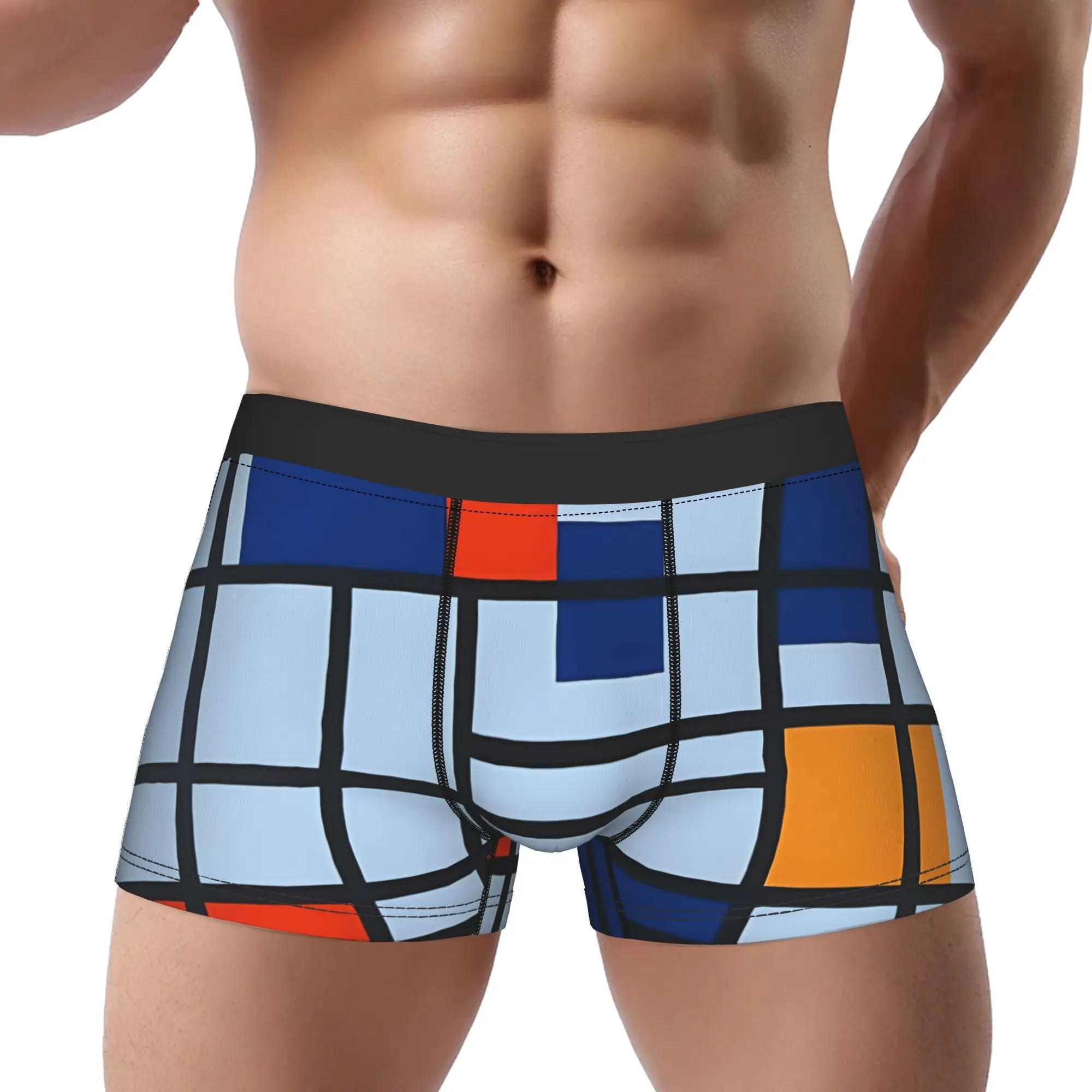 1piece Abstract Geometric Modern Composition  Underpants Homme Panties Male Underwear Ventilate Shorts