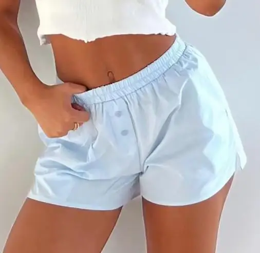 

Women'S Summer Y2K Casual Shorts With Elastic Band Solid Color Beach Street Shorts With Pockets 2000s