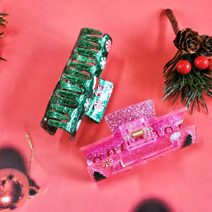 1 set di copricapo natalizio in acrilico 8cm capelli medi artiglio regalo di festa abito natalizio regalo capelli spessi capelli sottili uso