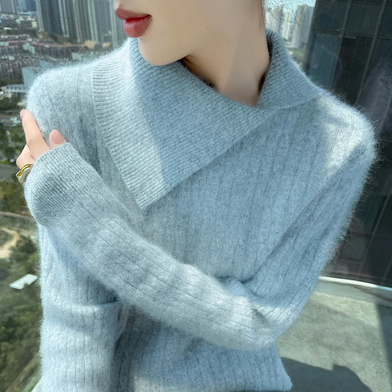 

Design Style 100% Mink Cashmere Sweater Autumn Winter Pullover Women Long Sleeve Knitwear Elegant Fashion Clothing Tops